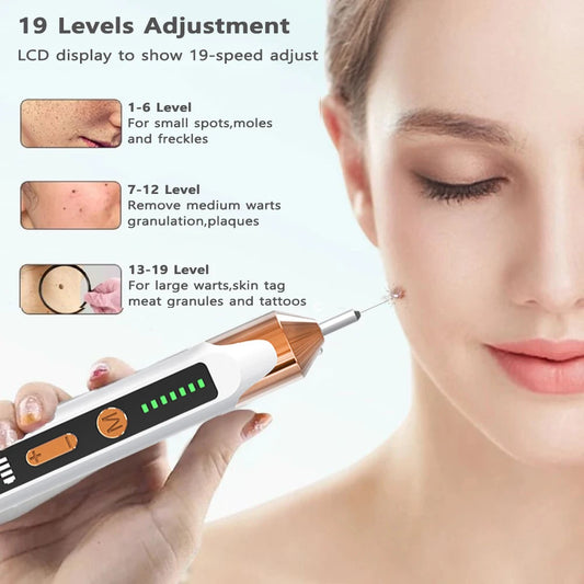 Laser Plasma Pen for Skin Tag Remover Freckle Black Dot Eliminator Papilloma  Mole Pimples Wart Tattoo Removal Plasma Pen