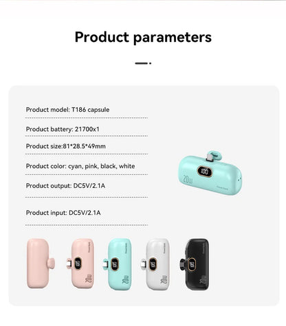 Xiaomi 30000mAh Mini Portable Power Bank Capsule Mobile Power Supply Emergency External Battery Fast Charger For Type-c iPhone