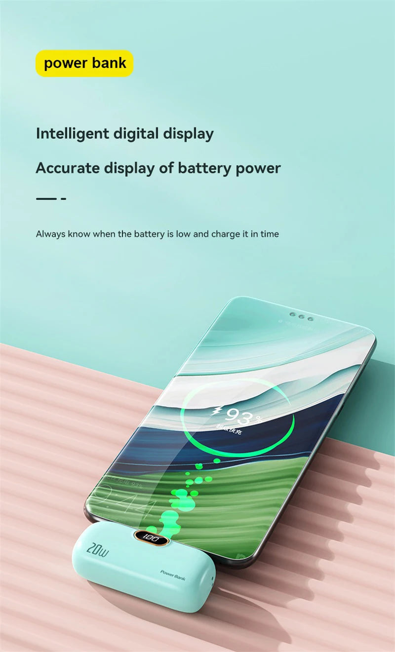 Xiaomi 30000mAh Mini Portable Power Bank Capsule Mobile Power Supply Emergency External Battery Fast Charger For Type-c iPhone
