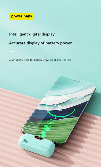 Xiaomi 30000mAh Mini Portable Power Bank Capsule Mobile Power Supply Emergency External Battery Fast Charger For Type-c iPhone