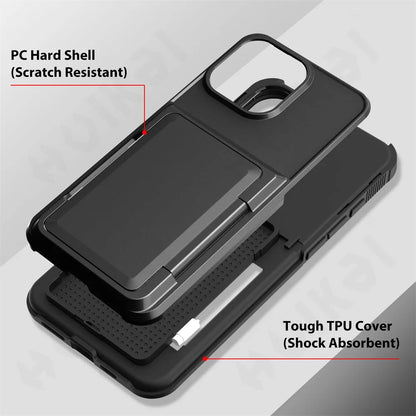 Case For iPhone 16 15 14 13 12 11 Pro Max Plus Wallet Credit Card Holder ID Card Slot Heavy Duty Protection Shockproof Cover