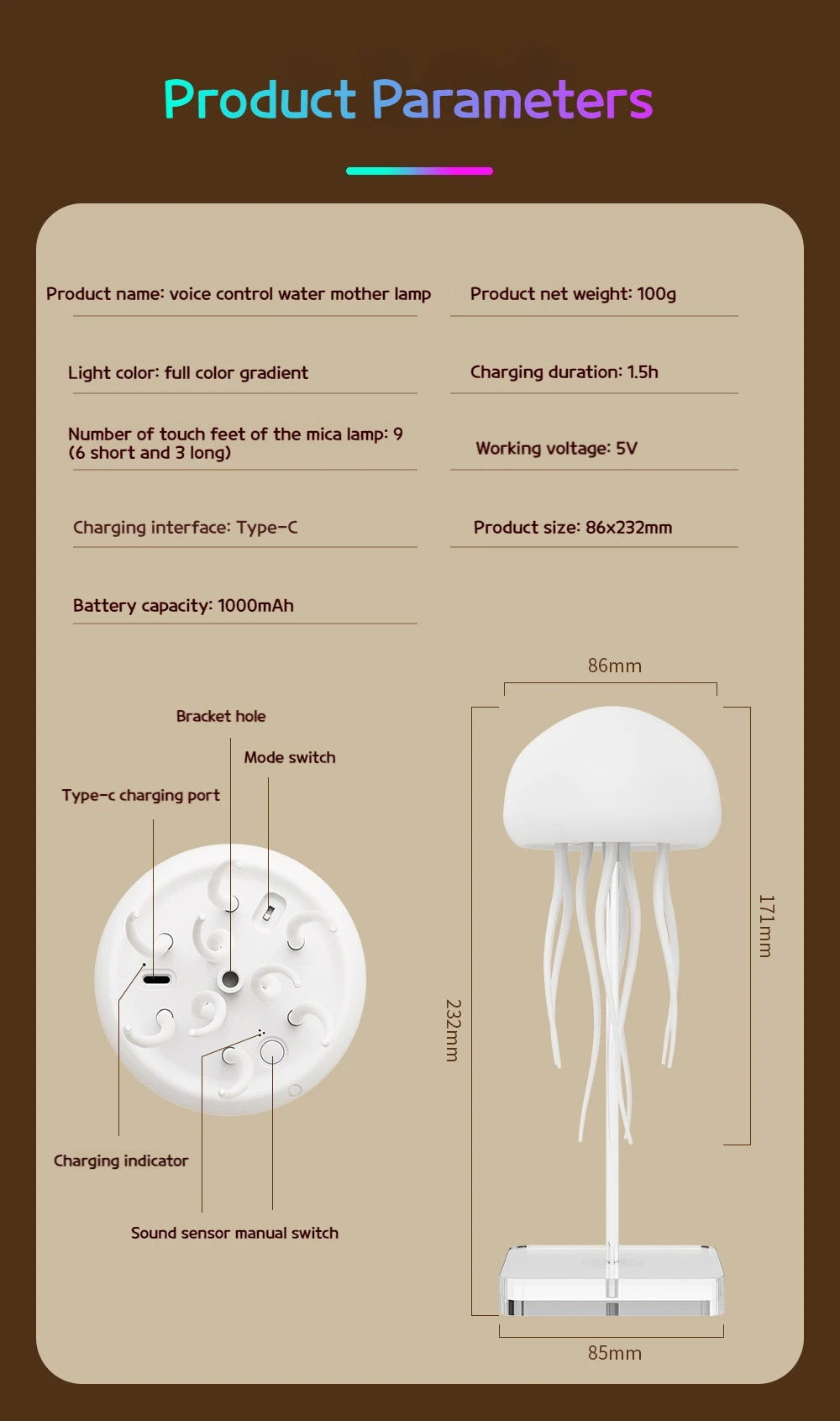 Voice Control Sensor Jellyfish Night Light Children Birthday Gift Floating Bedroom Desktop Ornament Colorful Atmosphere Light