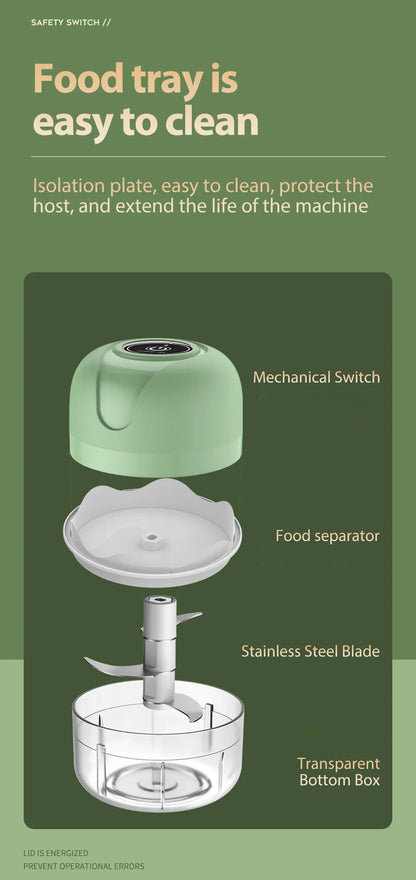 Mini USB Wireless Electric Garlic Masher 100/250ml Press Mincer Vegetable Chili Meat Grinder Food Chopper Kitchen Accessories