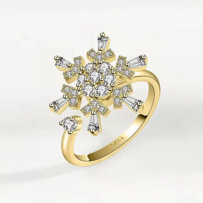 Sam Panda 925 Sterling Silver Sunflower Diamond Zircon Rotatable Ring For Women Gift Relieve Stress Ring Jewelry Wholesale