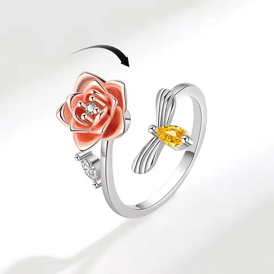 Sam Panda 925 Sterling Silver Sunflower Diamond Zircon Rotatable Ring For Women Gift Relieve Stress Ring Jewelry Wholesale