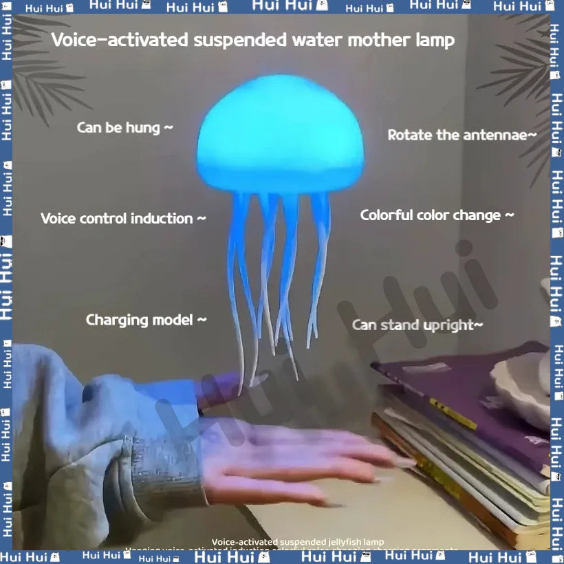 Voice Control Sensor Jellyfish Night Light Children Birthday Gift Floating Bedroom Desktop Ornament Colorful Atmosphere Light