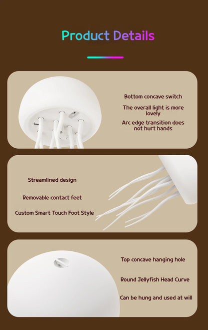 Voice Control Sensor Jellyfish Night Light Children Birthday Gift Floating Bedroom Desktop Ornament Colorful Atmosphere Light