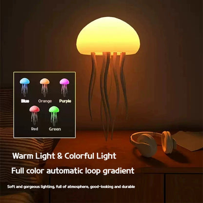 Voice Control Sensor Jellyfish Night Light Children Birthday Gift Floating Bedroom Desktop Ornament Colorful Atmosphere Light