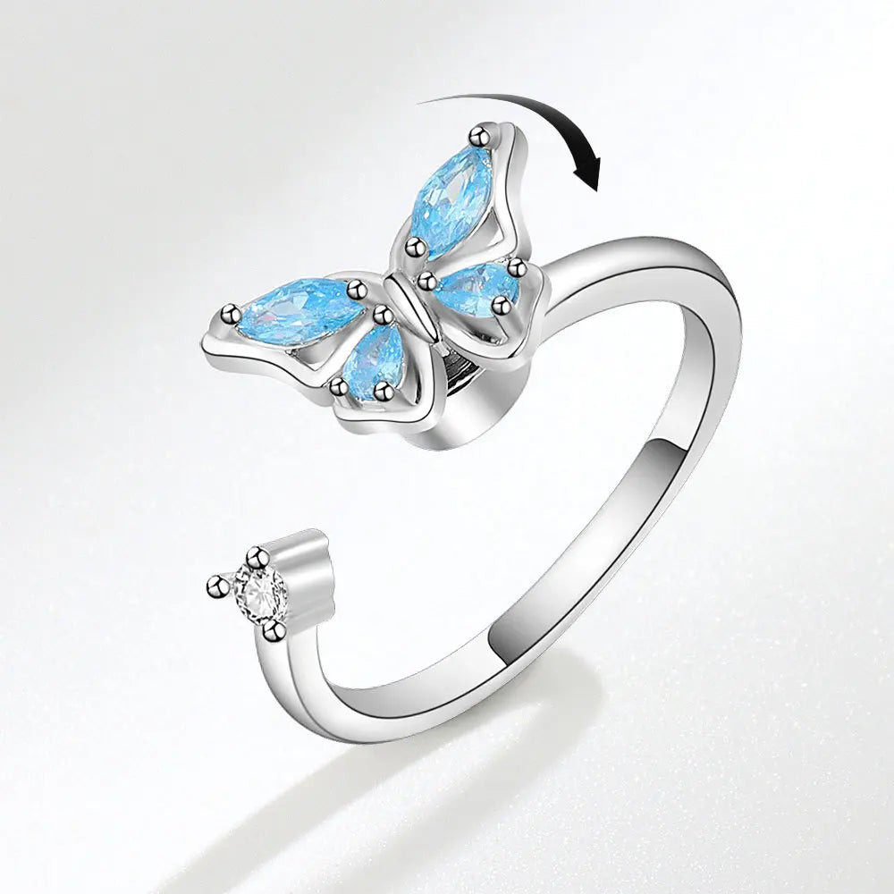 Sam Panda 925 Sterling Silver Sunflower Diamond Zircon Rotatable Ring For Women Gift Relieve Stress Ring Jewelry Wholesale