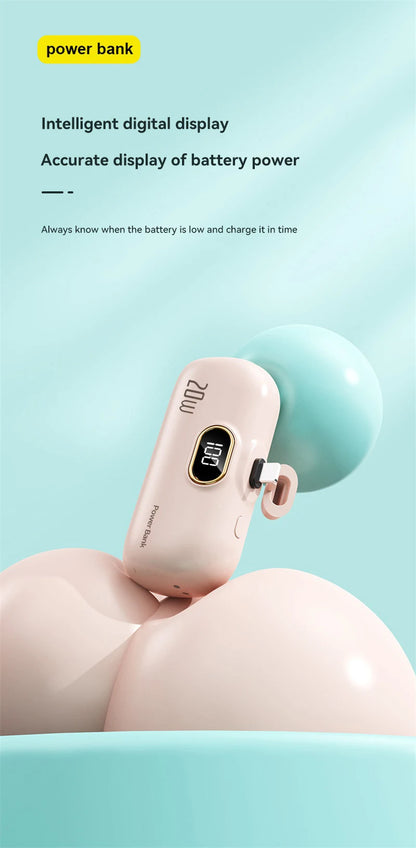 Xiaomi 30000mAh Mini Portable Power Bank Capsule Mobile Power Supply Emergency External Battery Fast Charger For Type-c iPhone