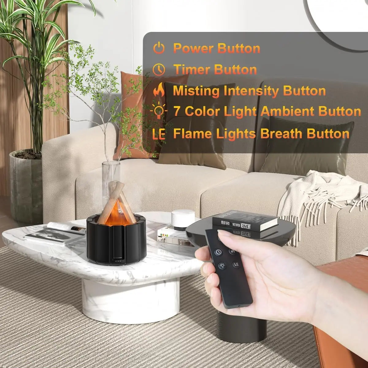 2025 New Simulated Flame Aroma Diffuser Bonfire Air Humidifier Ultrasonic Cool Mist Maker Fogger LED Essential Oil Lamp Difusor