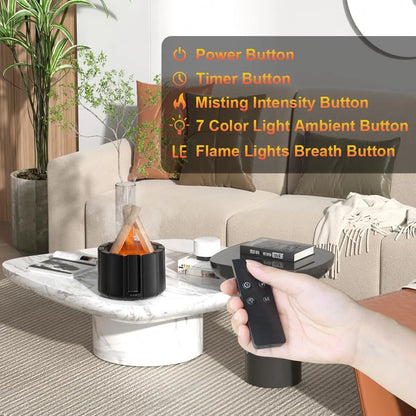 2025 New Simulated Flame Aroma Diffuser Bonfire Air Humidifier Ultrasonic Cool Mist Maker Fogger LED Essential Oil Lamp Difusor