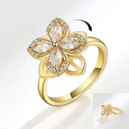 Sam Panda 925 Sterling Silver Sunflower Diamond Zircon Rotatable Ring For Women Gift Relieve Stress Ring Jewelry Wholesale