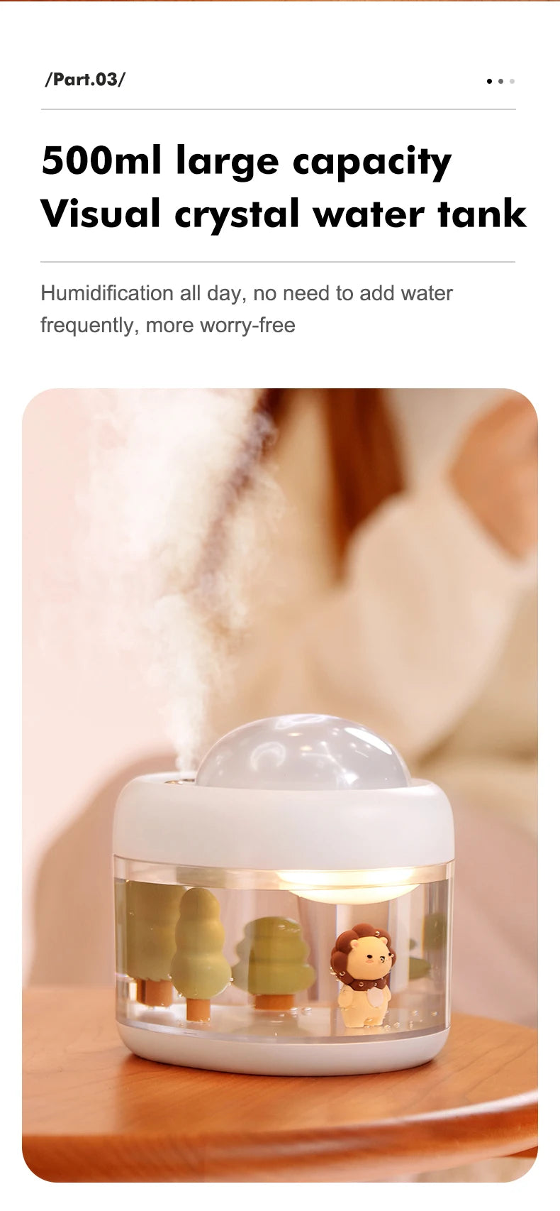 Portbale Projection Lamp Wireless Air Humidifier 2000mAh Battery USB Rechargeable Projector Umidificador Aroma Humidificador