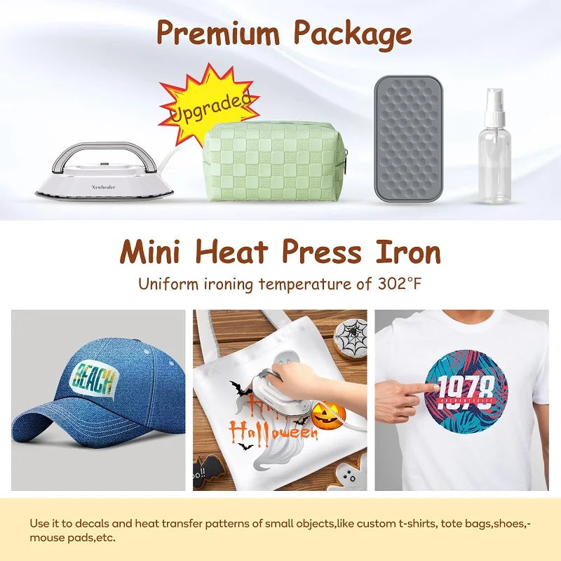 Electric iron, portable electric iron. 300W.Dry ironing, ceramic base plate, anti sticking, travel iron，Easy to store
