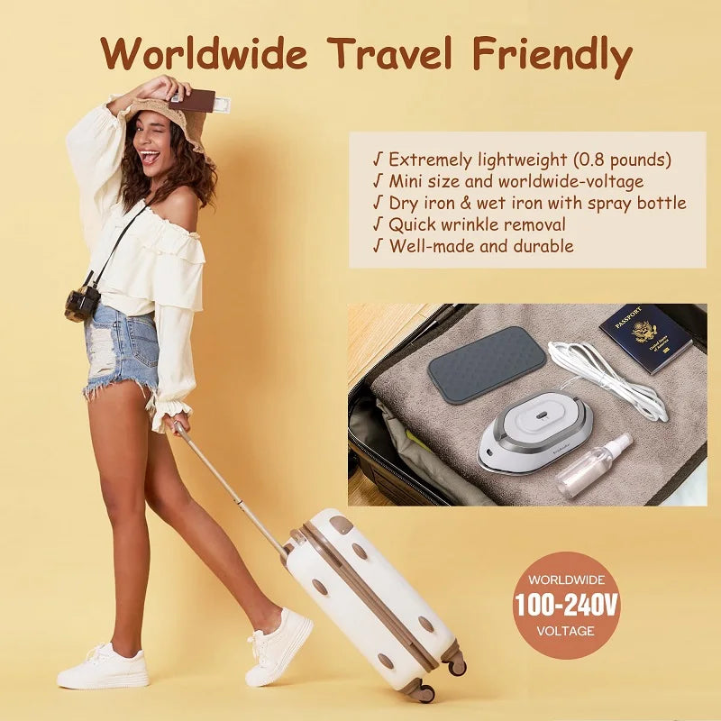 Electric iron, portable electric iron. 300W.Dry ironing, ceramic base plate, anti sticking, travel iron，Easy to store