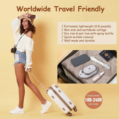 Electric iron, portable electric iron. 300W.Dry ironing, ceramic base plate, anti sticking, travel iron，Easy to store